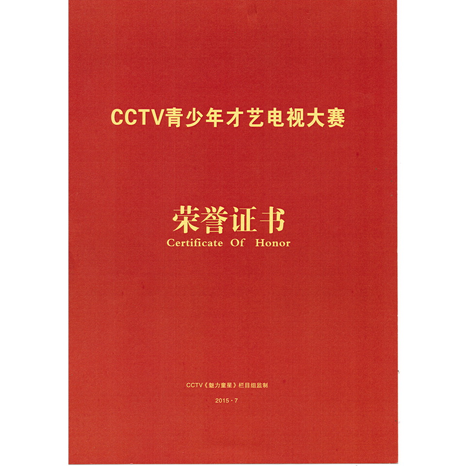 CCTV青少年才艺电视大赛—荣誉证书